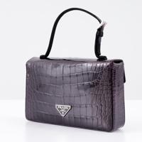 Prada Aubergine Croc-Embossed Mini Flap Bag - Sold for $3,200 on 10-11-2026 (Lot 655).jpg